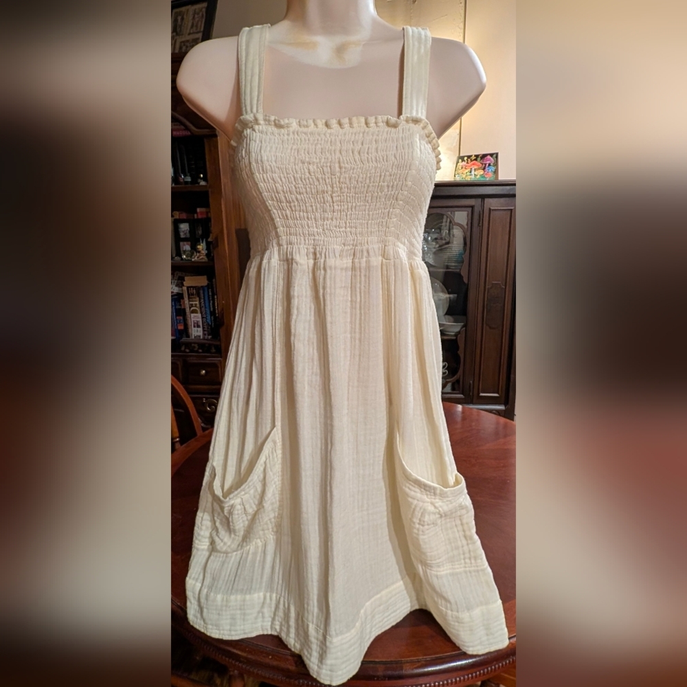 Cream Swimsuit Cover Up, Adjustable and Removable Straps, Size Small